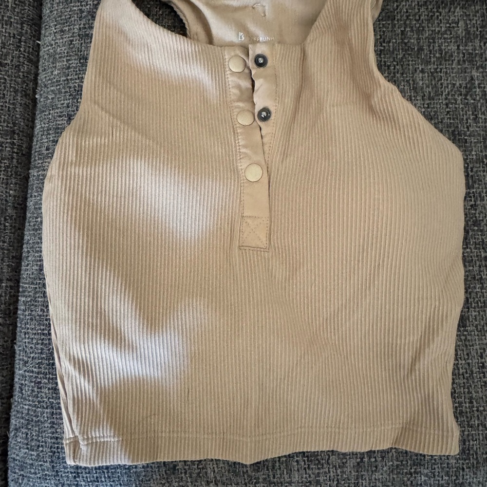 Buffbunny Tan Ribbed Sleeveless Top